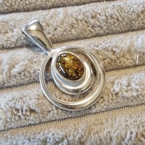 Lia Sophia Sterling Silver Slide with Amber Color Stone